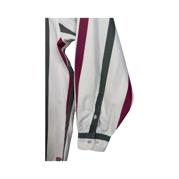 Faconnable Men's XXL 2XL White Stripe Embroidered Crest Button Up Academia - Picture 4 of 15